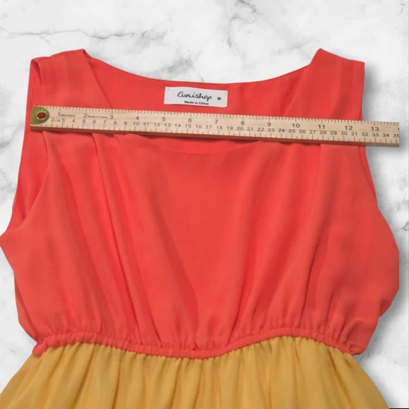 Eunishop Sleeveless Orange Yellow Blue Vacation Dress Size Medium (M) A120 - Picture 4 of 6